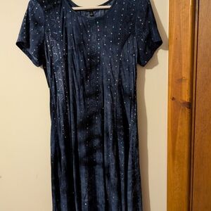 Sami & Jo Navy Short-Sleeve Midi Dress with Bead Accents